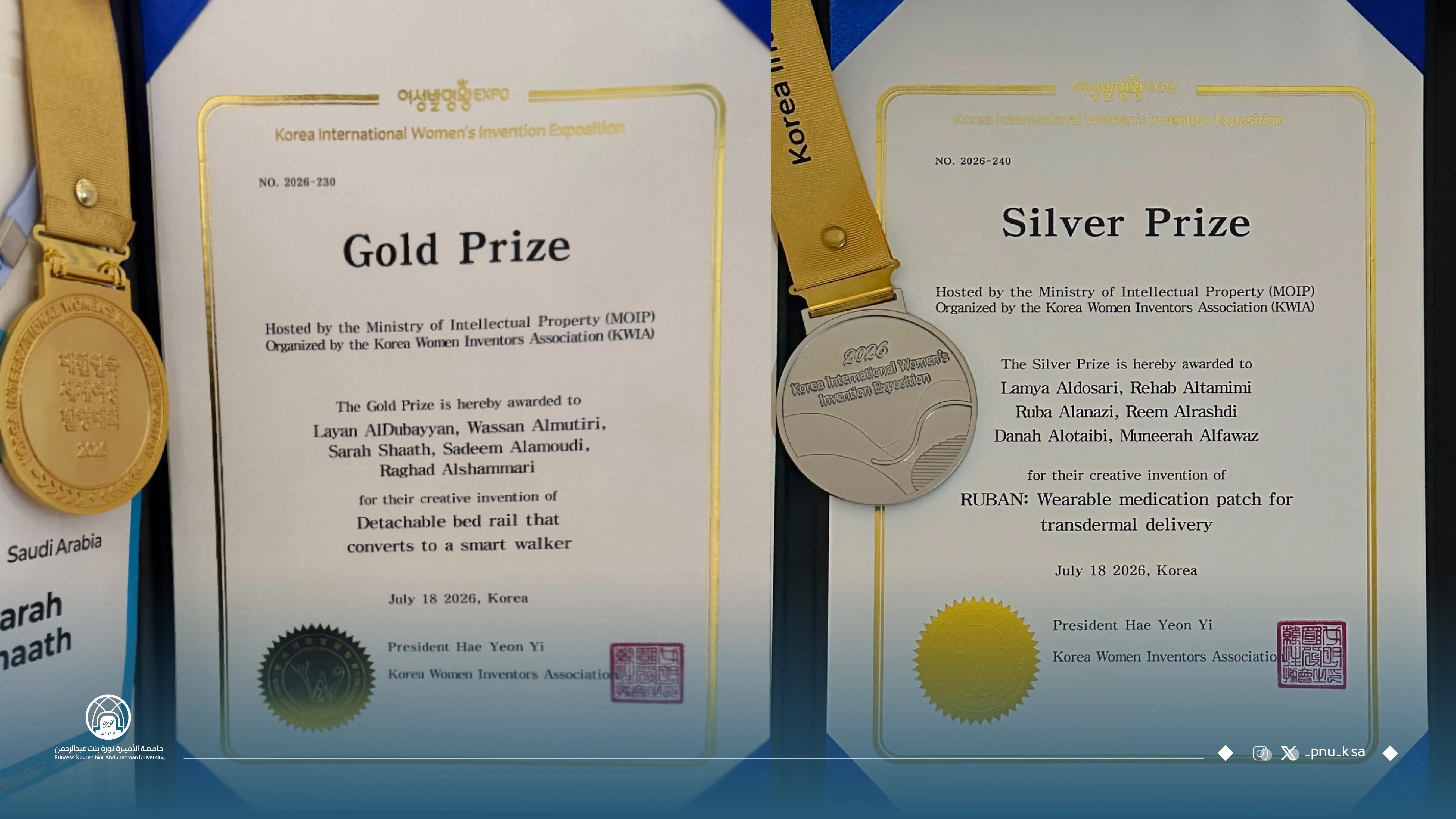 Female Students Win Gold and Silver Medals at the Korea International Women’s Invention Exposition